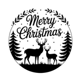Merry Christmas Wreath Window Sticker | Reindeer Vinyl Decal