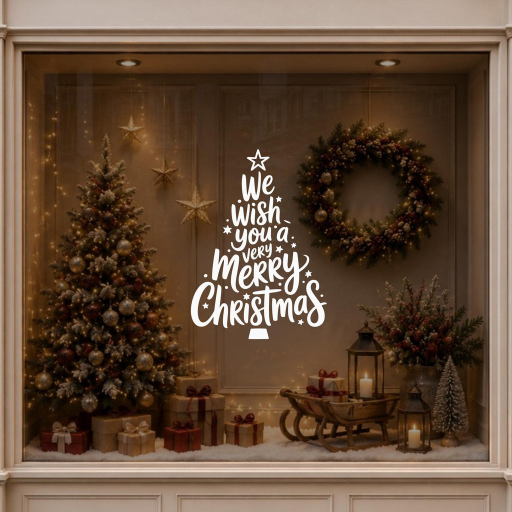 SS302 Christmas tree window decal display example