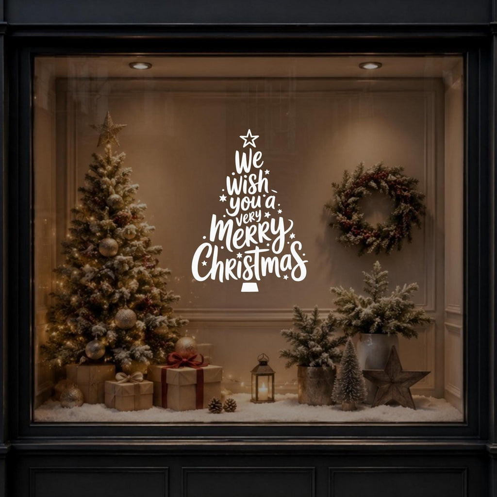 We Wish You a Merry Christmas shop window decal mockup