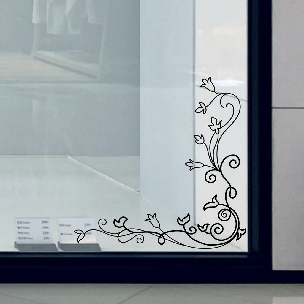 Floral Corner Window Sticker for Shops & Homes example 3