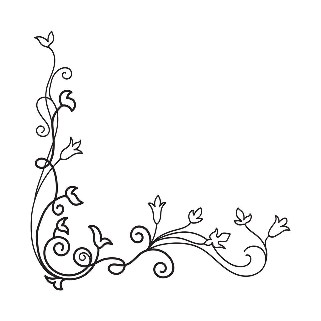 Floral Corner Window Sticker for Shops & Homes black vinyl design on a white background