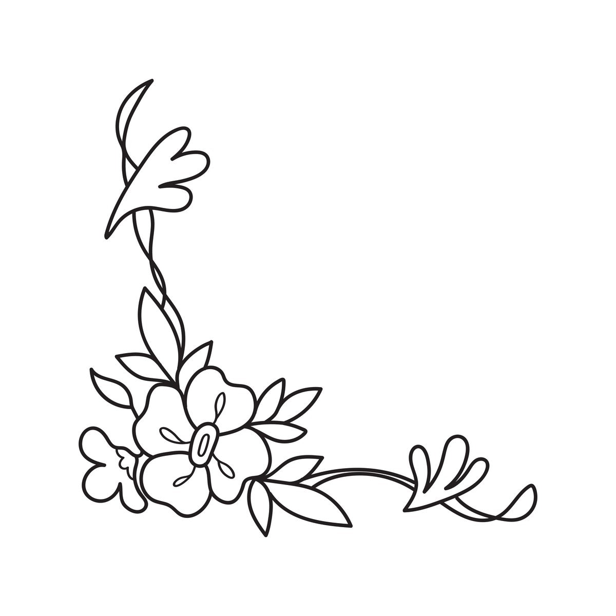 Floral Window Sticker for Shops & Homes black vinyl design on a white background