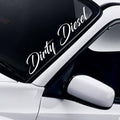 Dirty Diesel stacked white vinyl windscreen sticker fitted to a car