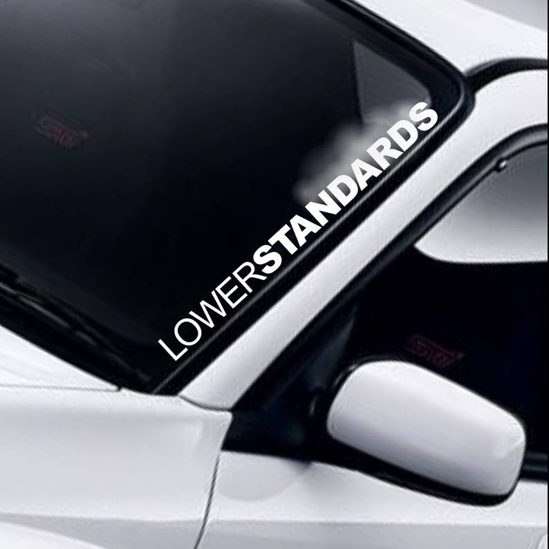 Lower Standards windscreen sticker fitted to a car windscreen