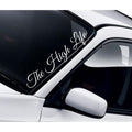 The High Life script windscreen sticker fitted to a car windscreen