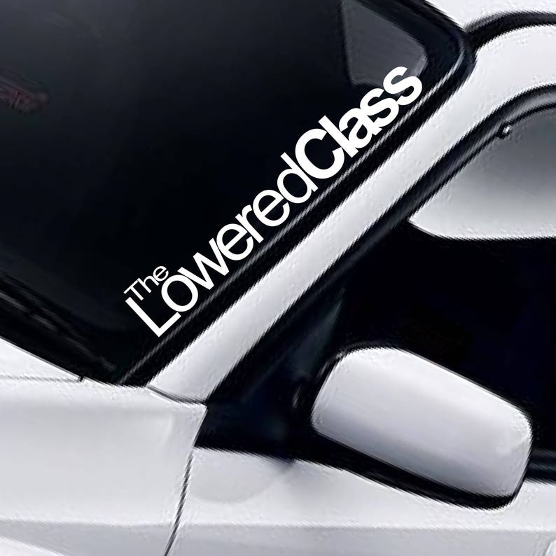 The Lowered Class windscreen sticker fitted to a car windscreen