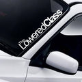 The Lowered Class windscreen sticker fitted to a car windscreen