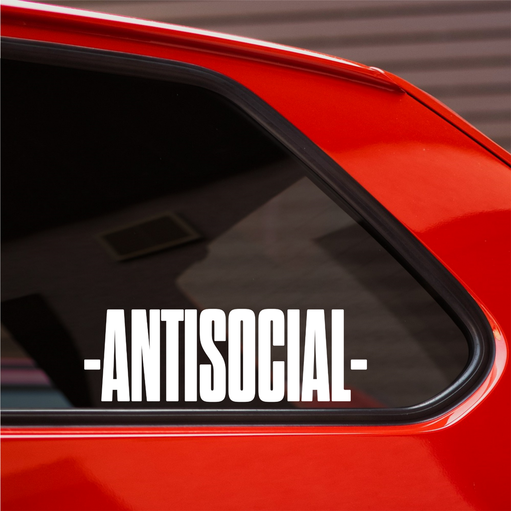 Antisocial Tall Lettering Car decal — example vehicle placement 1.