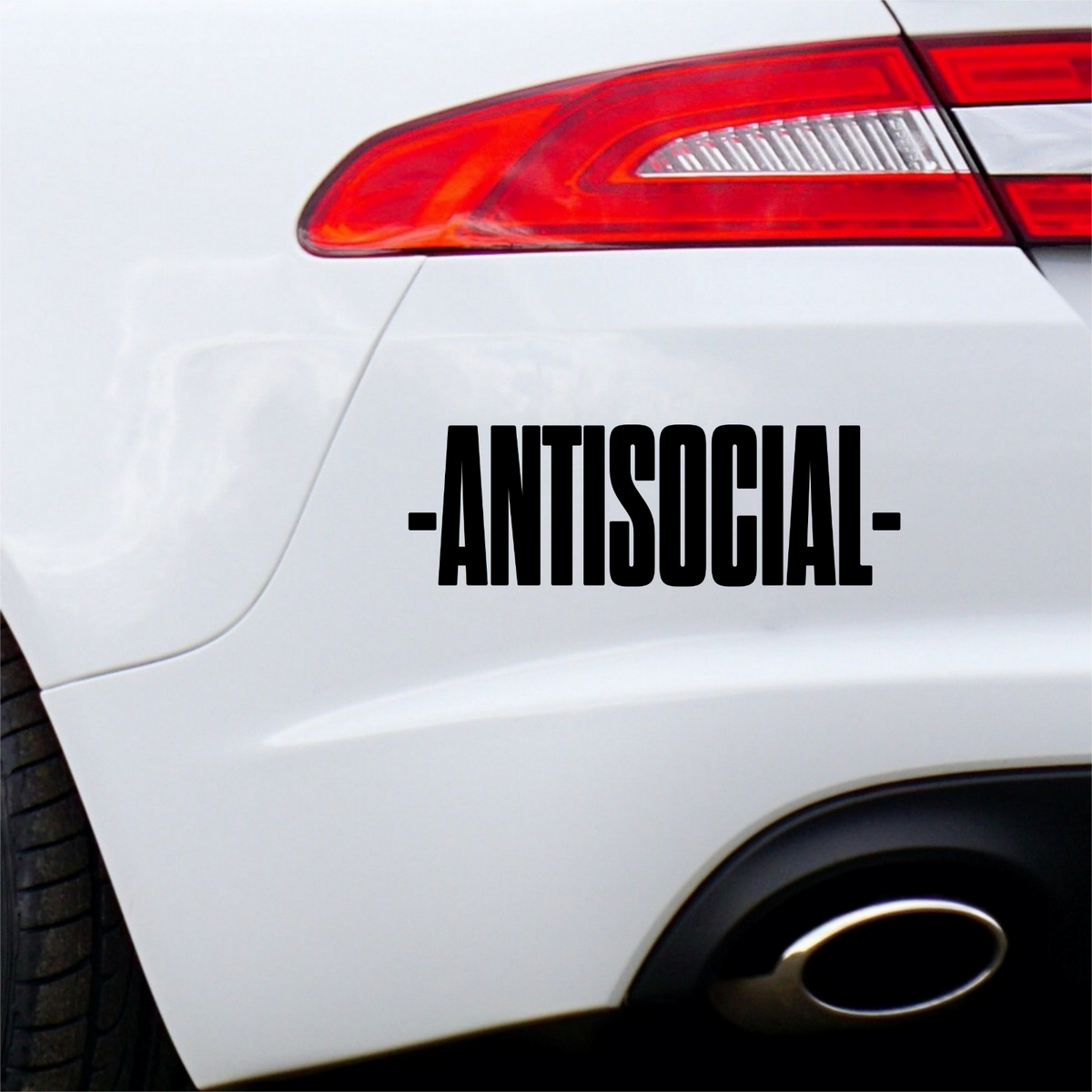 Antisocial Tall Lettering Car decal — example vehicle placement 3.