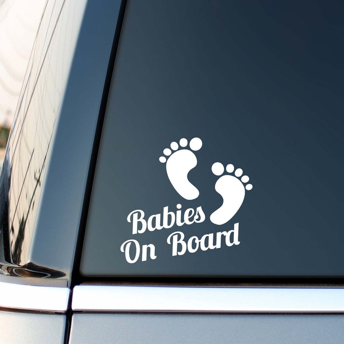 Babies On Board Footprints Car Sticker in the design shown.