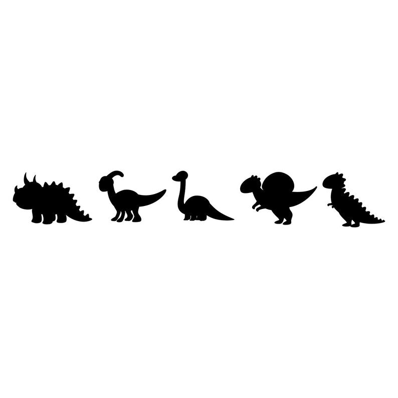 Five baby dinosaur wall sticker designs