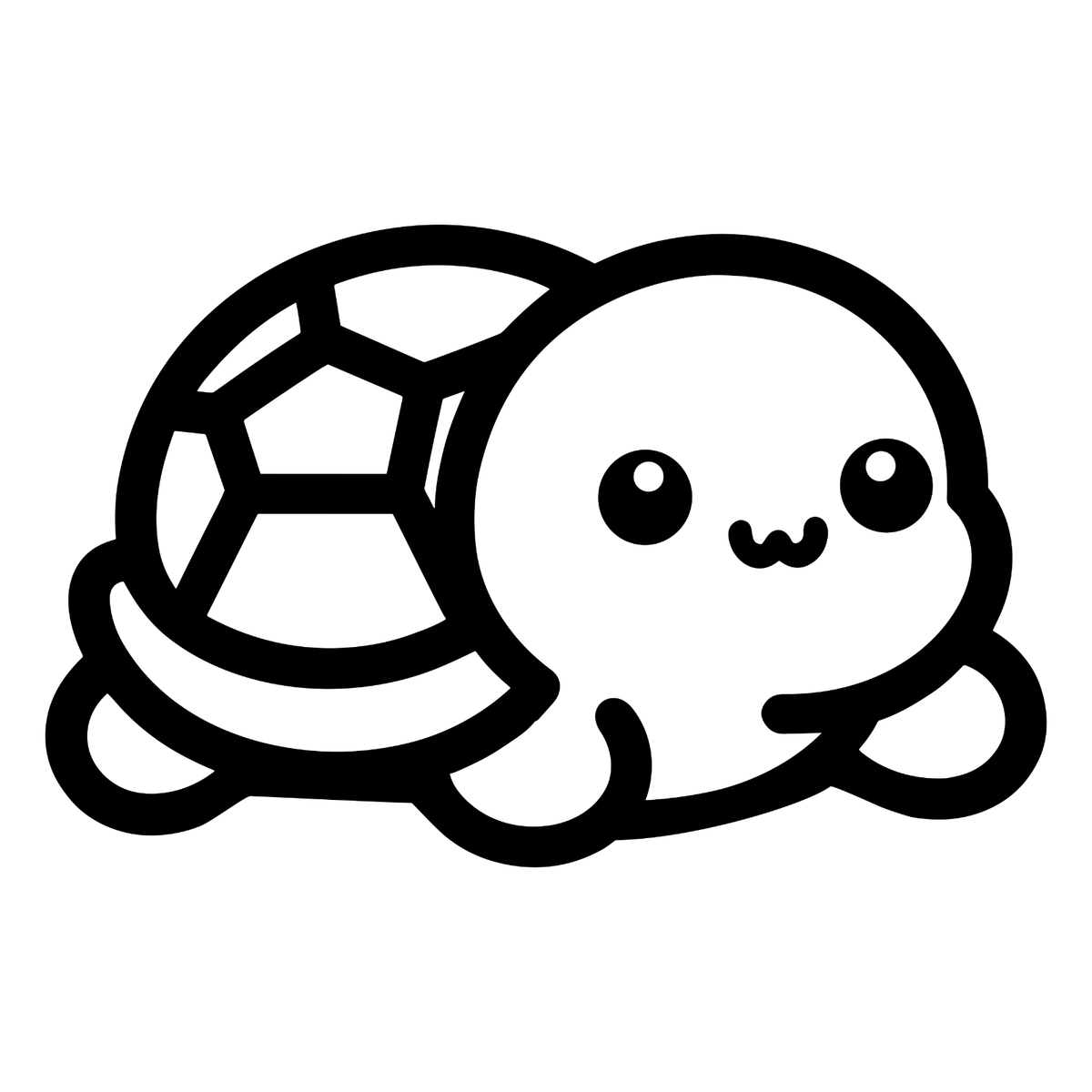 Black baby turtle sticker design shown on a white background.