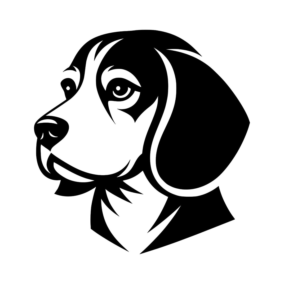 Beagle Portrait decal design shown in black on a plain white background.