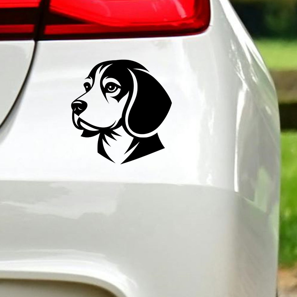 Beagle Portrait Car Sticker in the design shown.