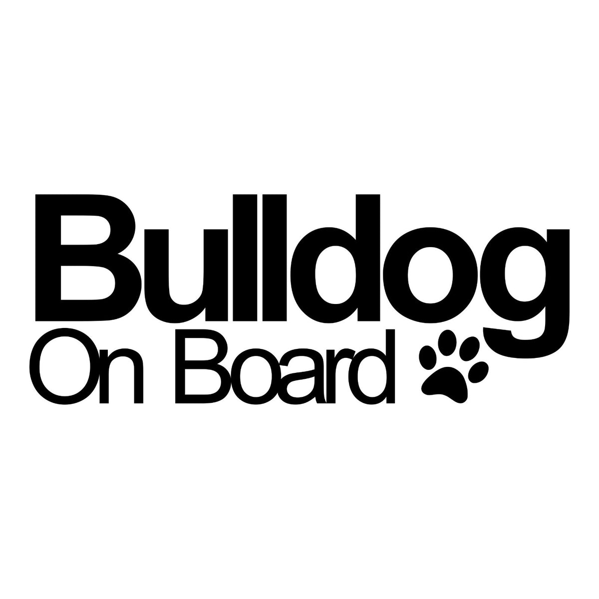 Bulldog On Board decal design shown in black on a plain white background.