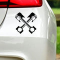 Crossed Pistons vinyl decal for car, van or camper.