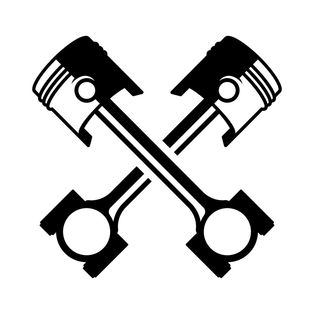 Crossed Pistons car sticker design.