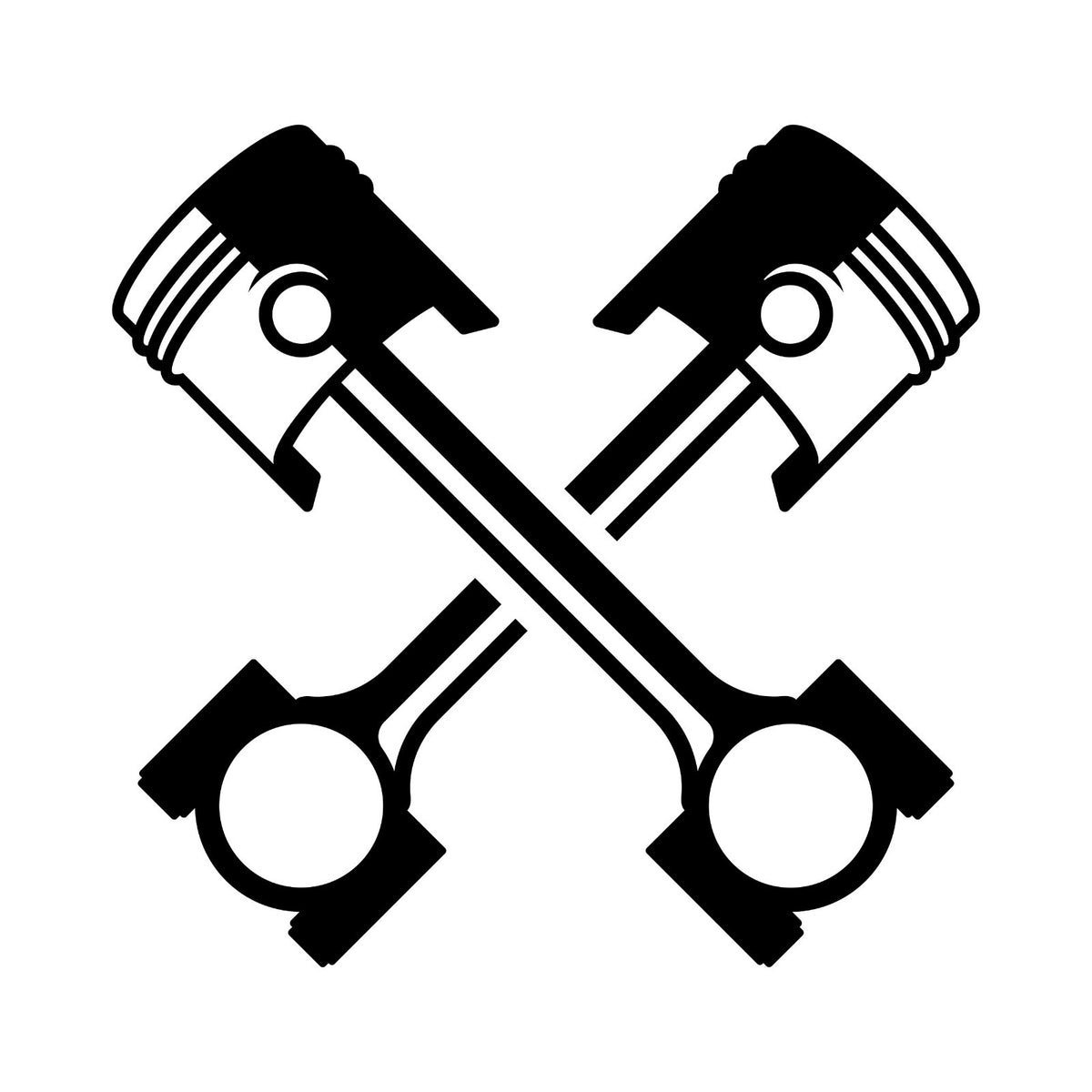 Crossed Pistons car sticker design.