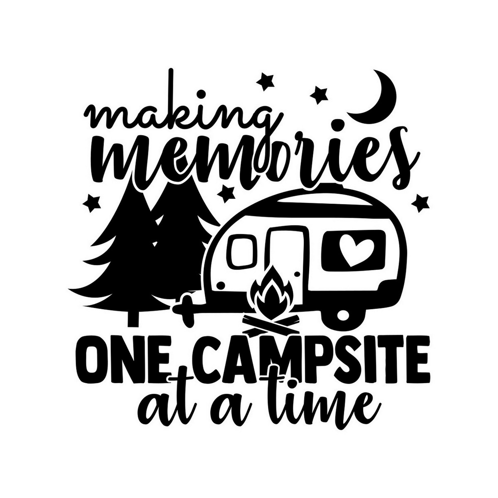 Making Memories One Campsite At A Time caravan sticker black vinyl artwork