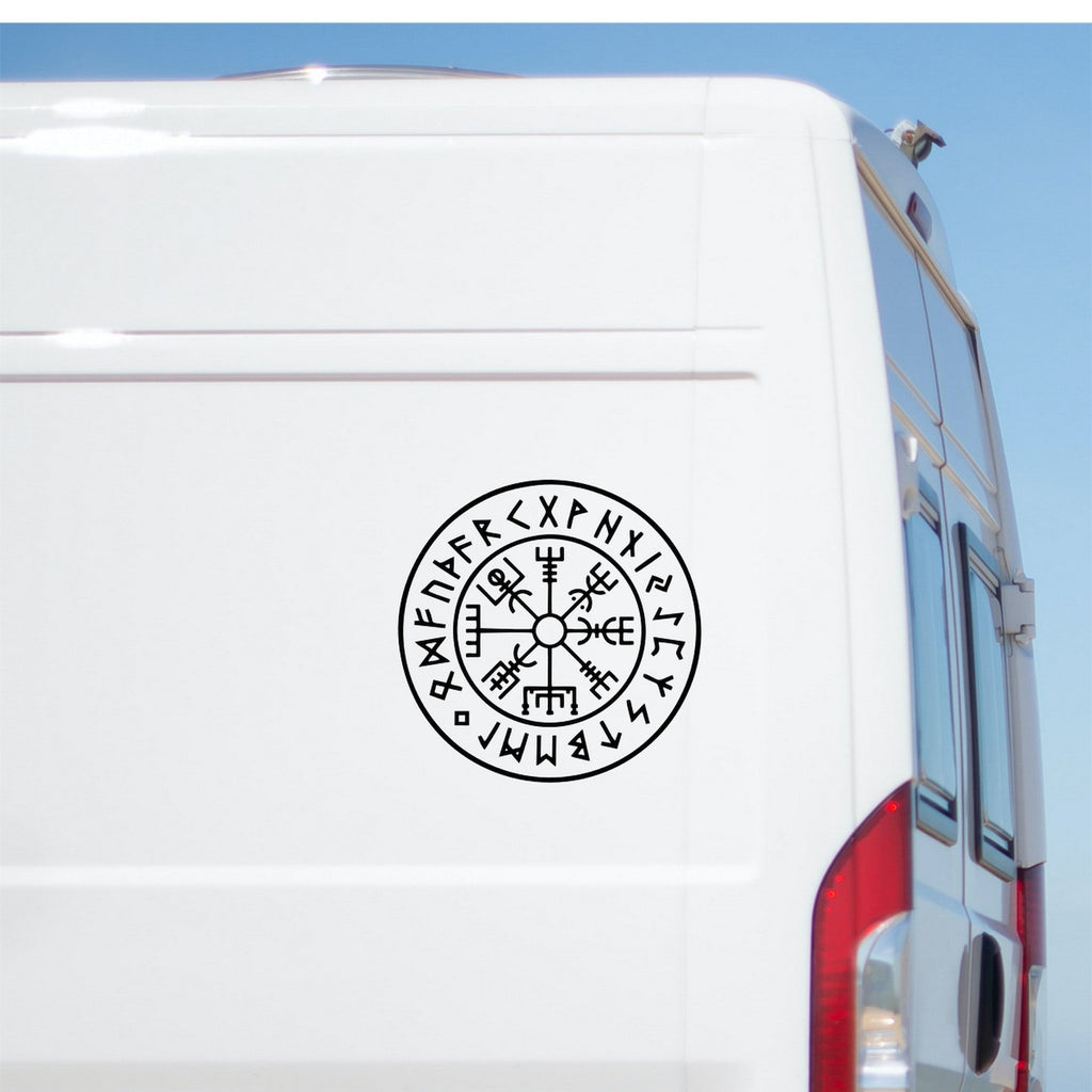 Vegvisir Compass caravan sticker on a van