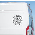 Vegvisir Compass caravan sticker on a van