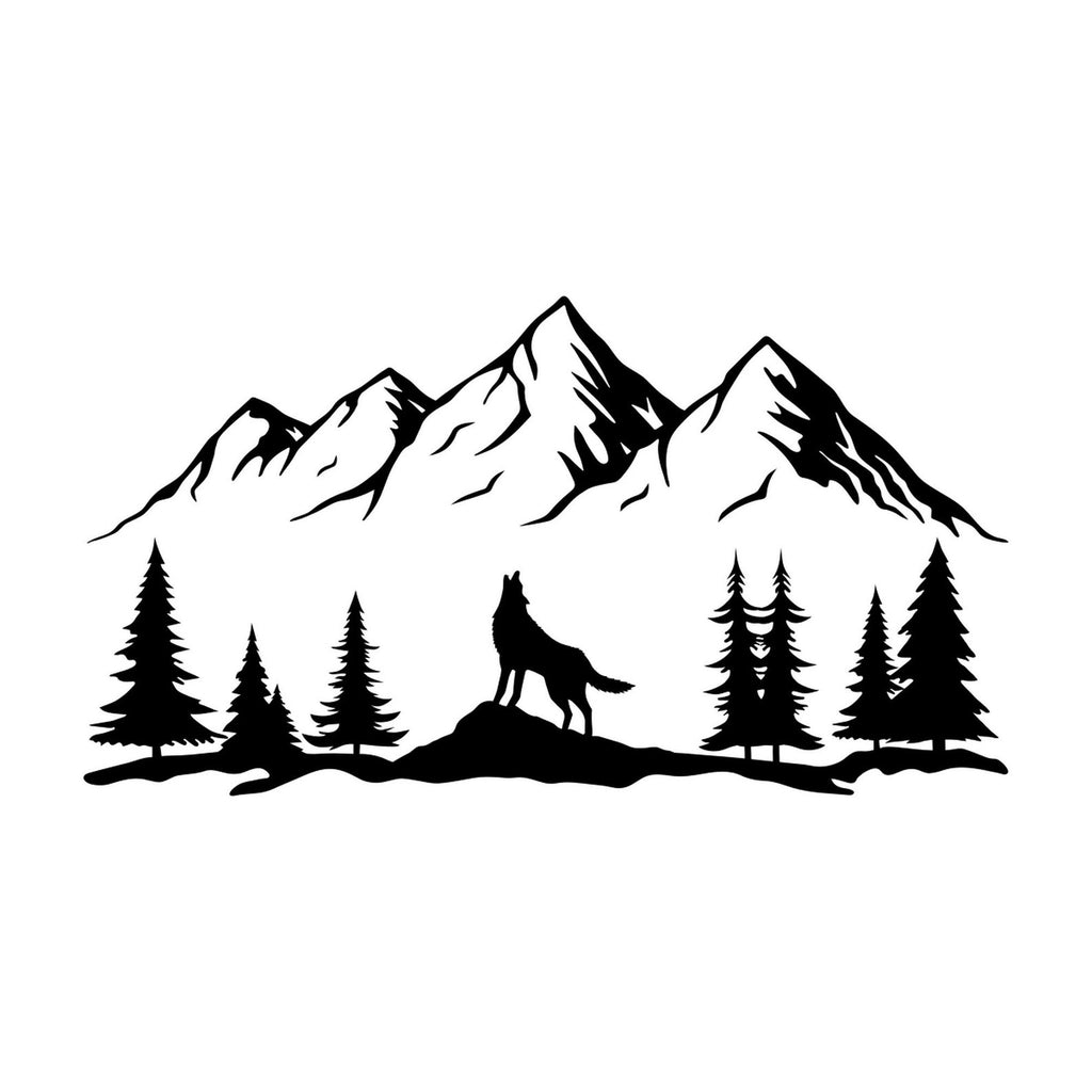 Howling Wolf Mountain vinyl decal design