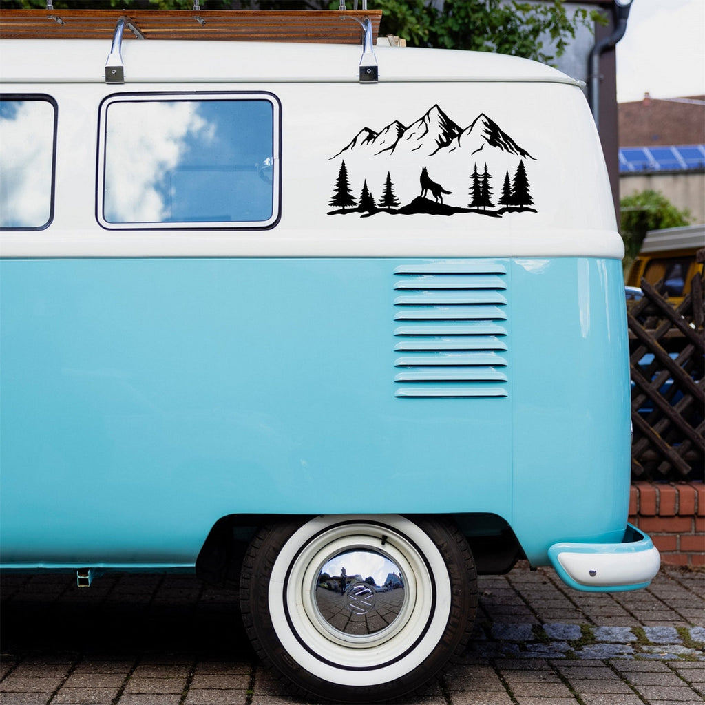 Howling Wolf Mountain decal on a motorhome