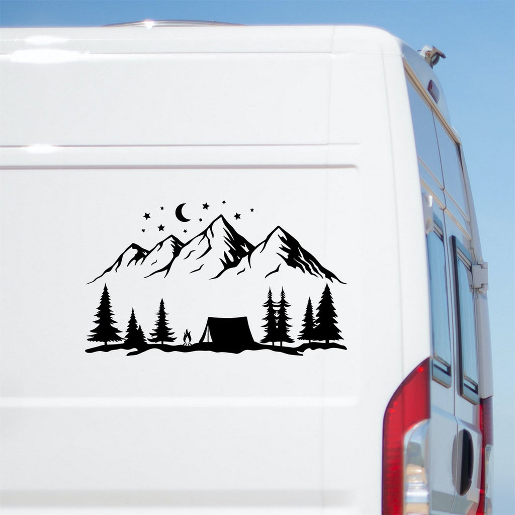 Camping Tent Mountain caravan sticker on a van