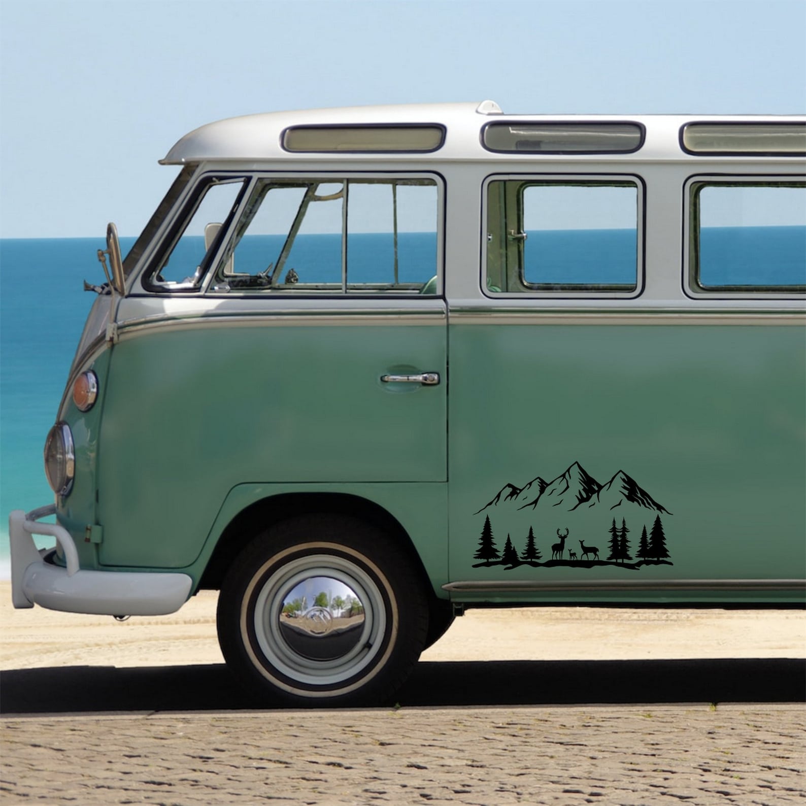 Stag Mountain decal on a campervan