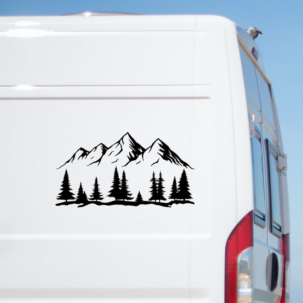 Forest Mountain caravan sticker on a van