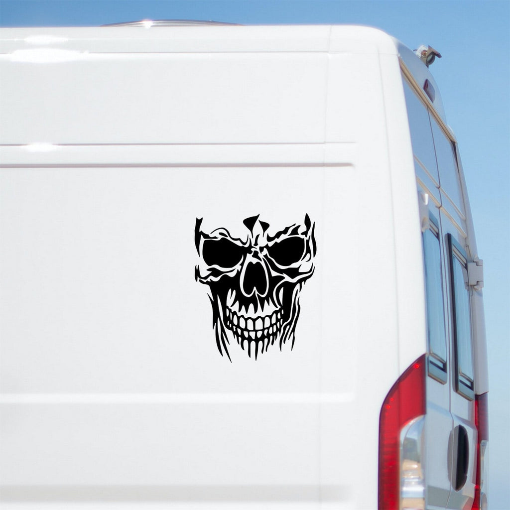 Skull caravan sticker on a van