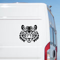 Tiger Head Face caravan sticker on a van