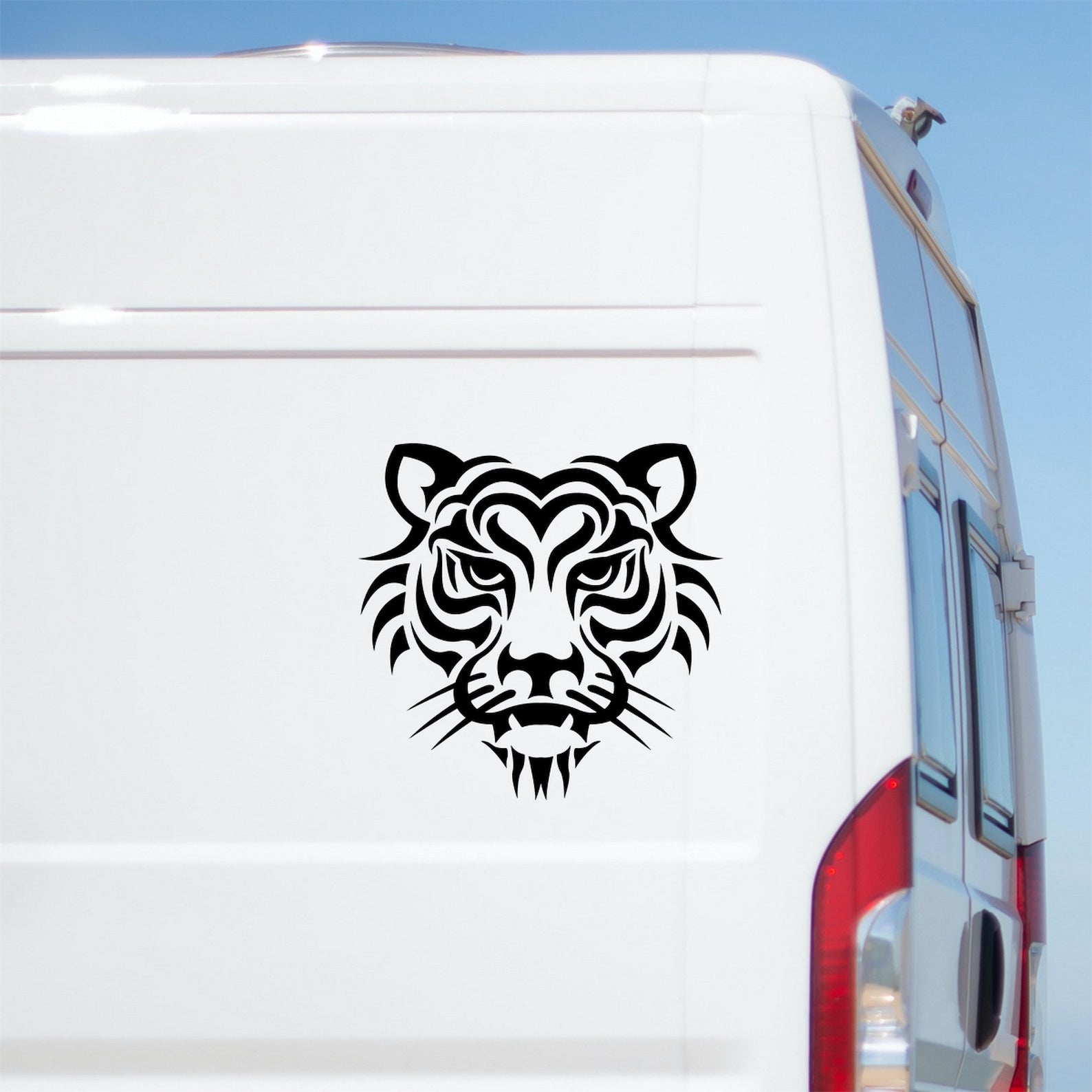 Tiger Head caravan sticker on a van