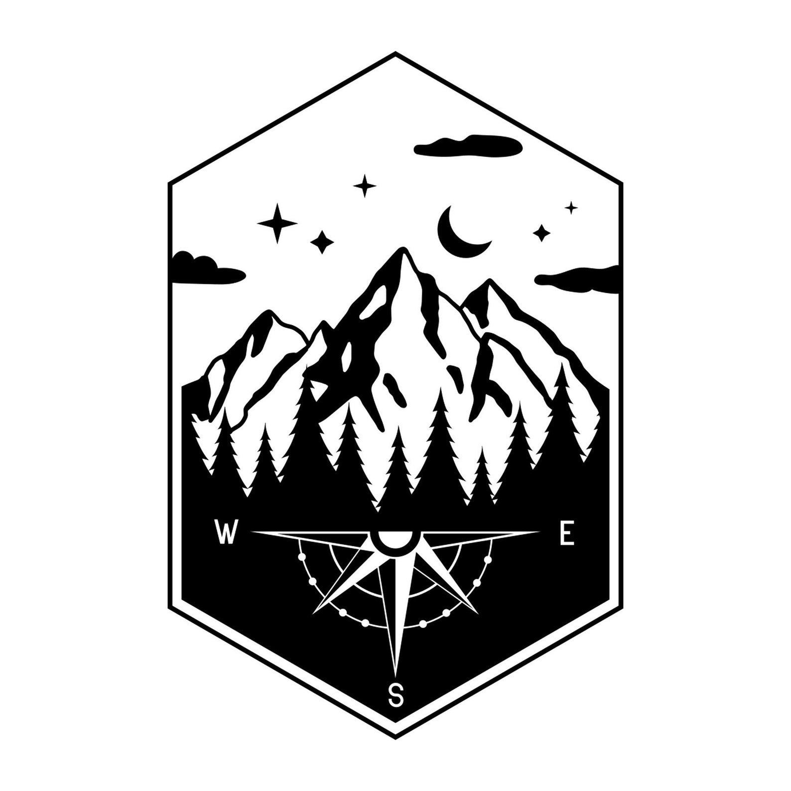 Mountain Compass vinyl decal design