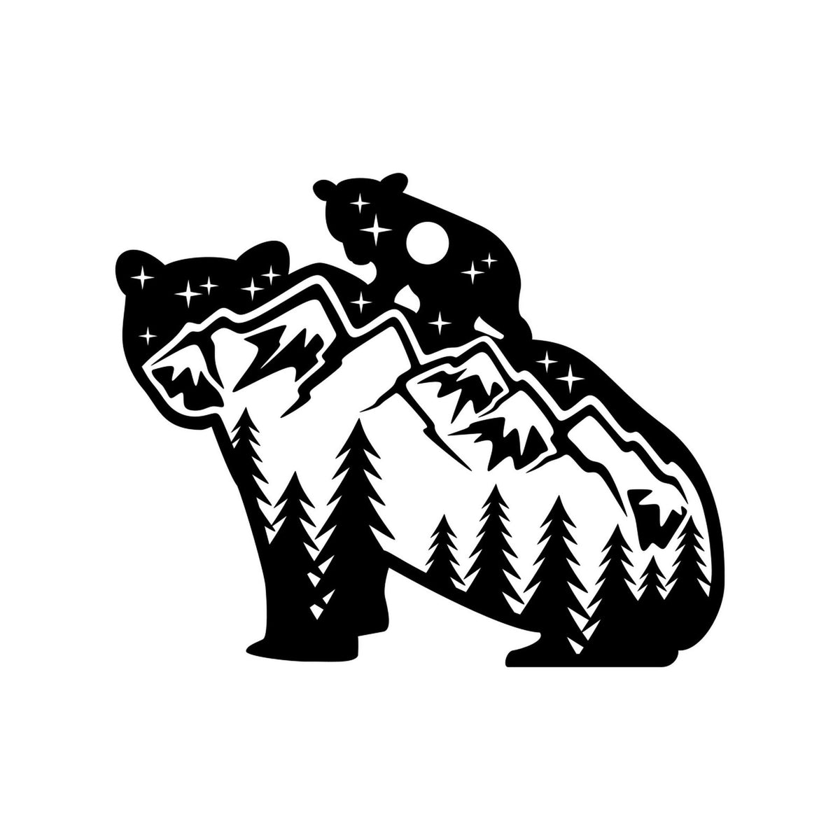 Mountains Forest Bears vinyl decal design