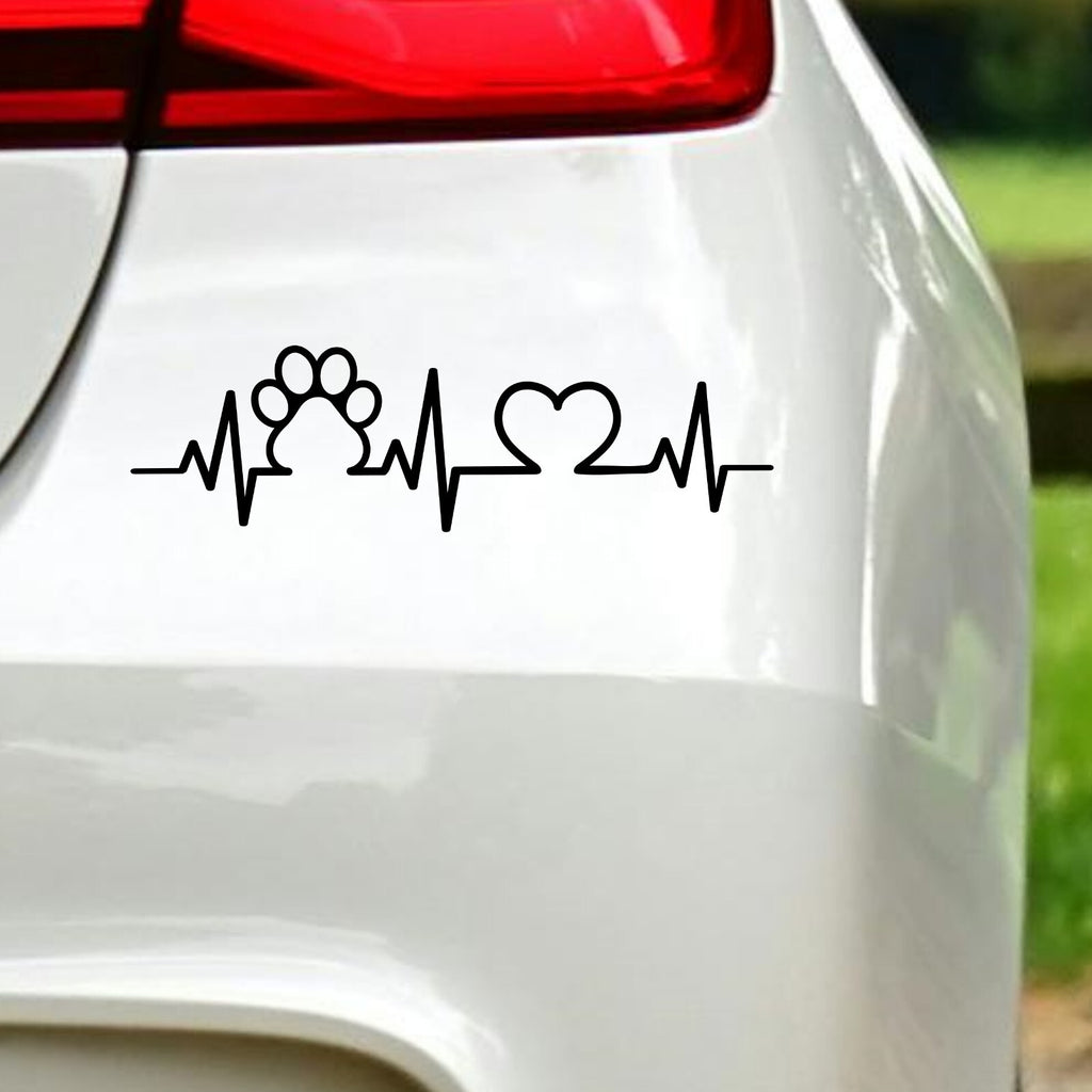 Dog Paw Heartbeat vinyl decal for car, van or camper.