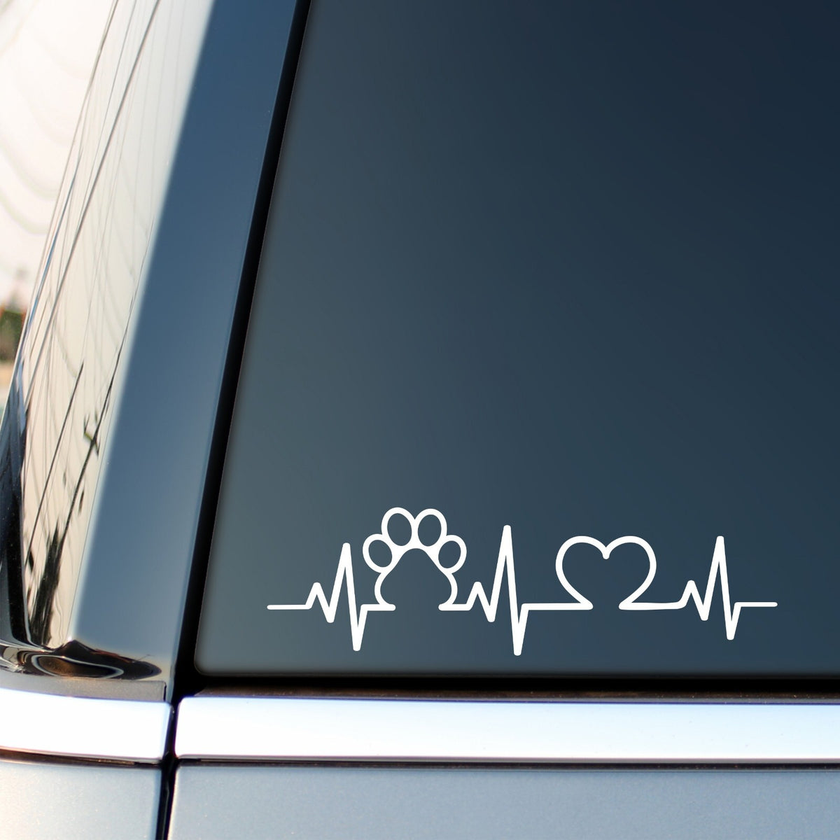 Dog Paw Heartbeat vinyl decal for car, van or camper.