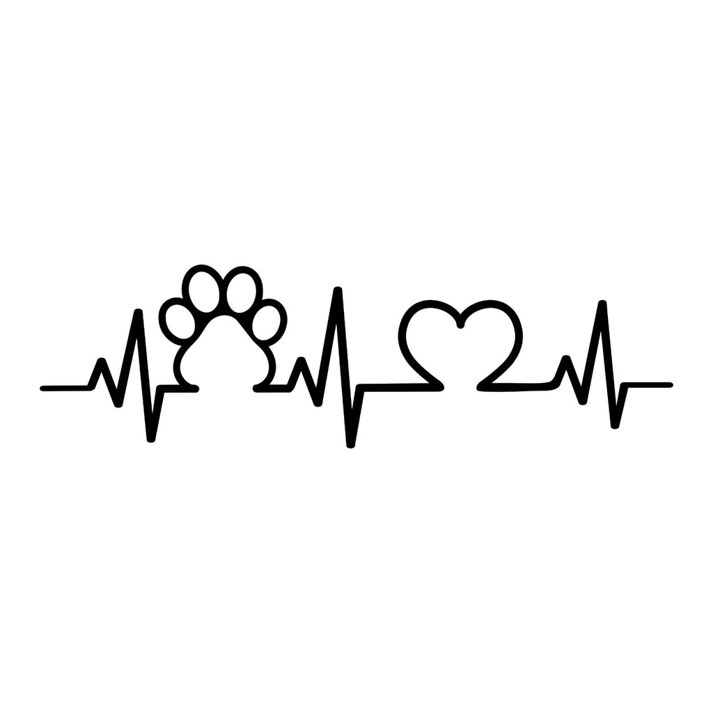 Dog Paw Heartbeat car sticker design.