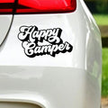 Happy Camper Outline Lettering Car Sticker