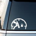 Empty Fuel Gauge Funny Car Sticker — product design and example placement.