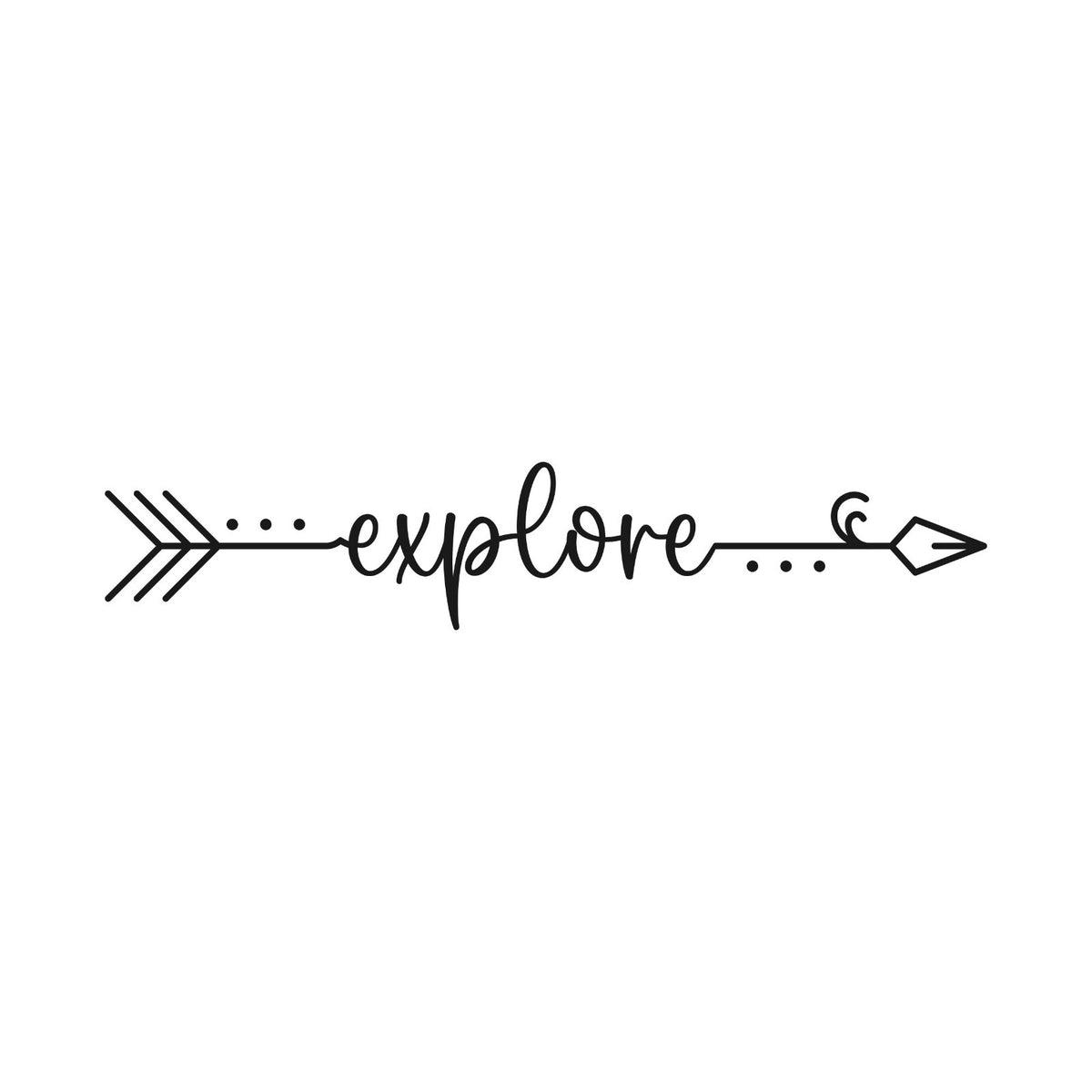 Explore Arrow decal design shown in black on a plain white background.