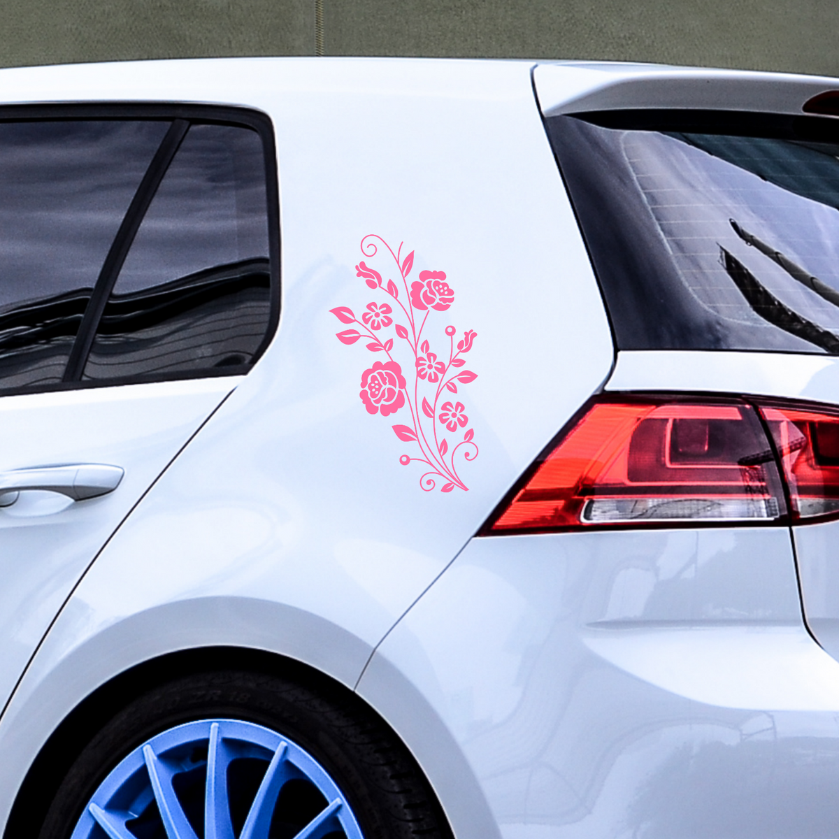 Floral Rose Car Stickers Mirrored Pair — example vehicle placement 1.
