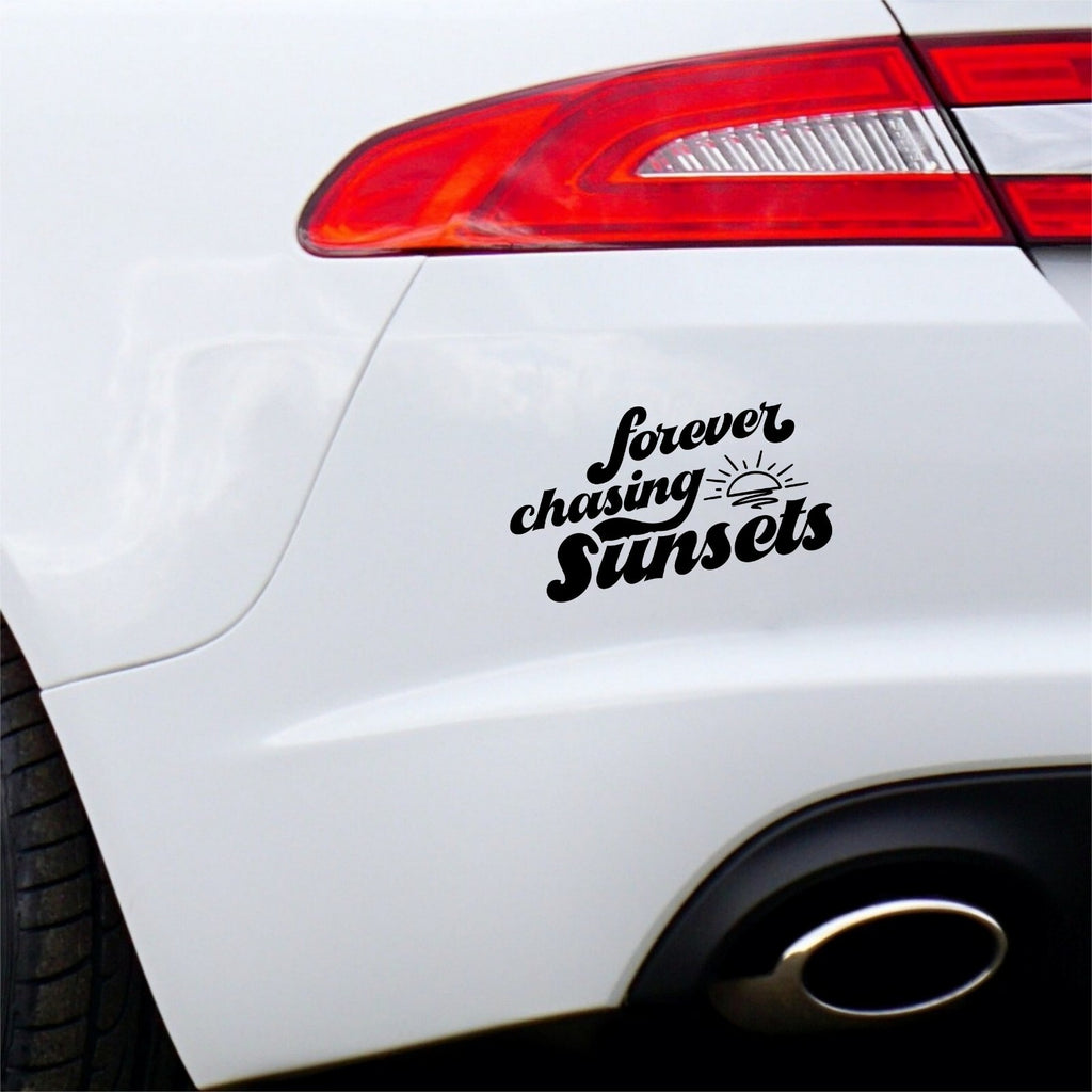 Forever Chasing Sunsets vinyl sticker — design and example vehicle placement 3.