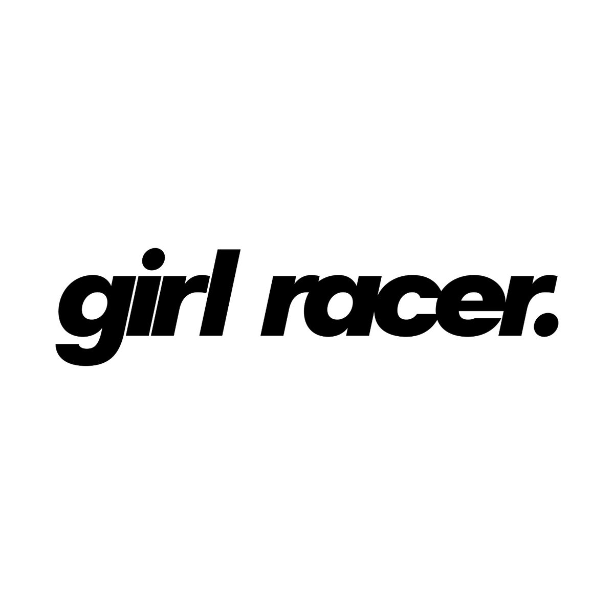 Girl Racer Bold Italic decal design shown in black on a plain white background.