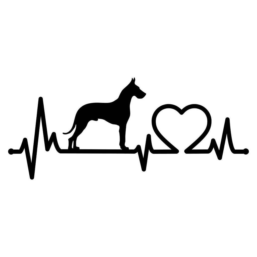 Great Dane Heartbeat sticker design shown in black on a white background.