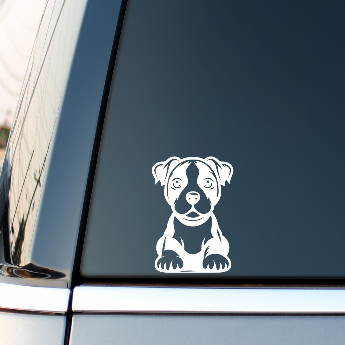 Great Dane Puppy Design 1 vinyl sticker — white decal on a vehicle window.