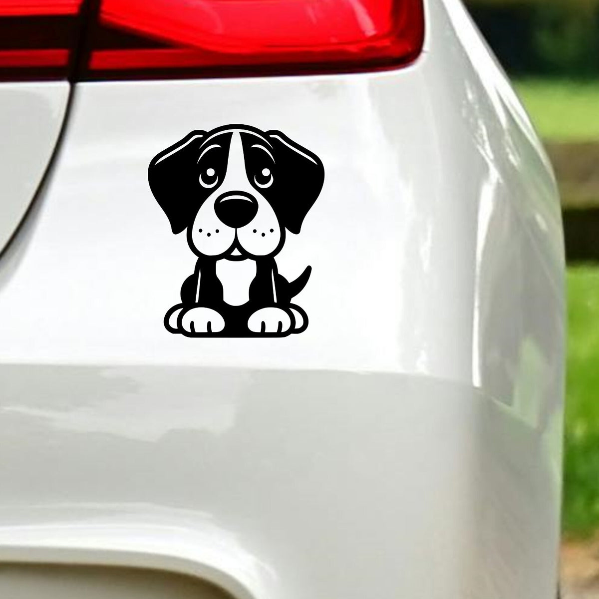 Great Dane Puppy Design 2 vinyl sticker — black decal on white vehicle bodywork.