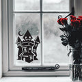 Haunted House Halloween window sticker displayed on a window