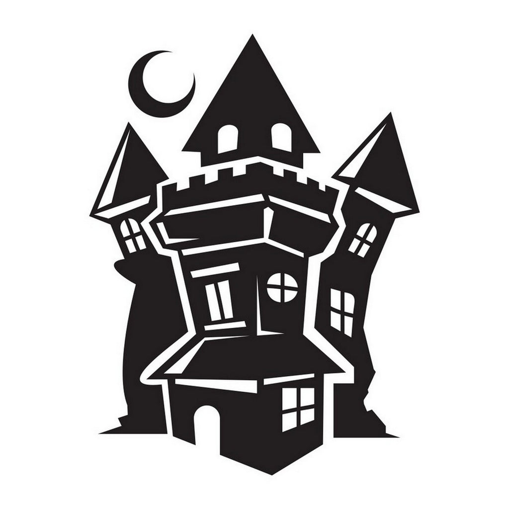 Haunted House Halloween window sticker design shown on a white background