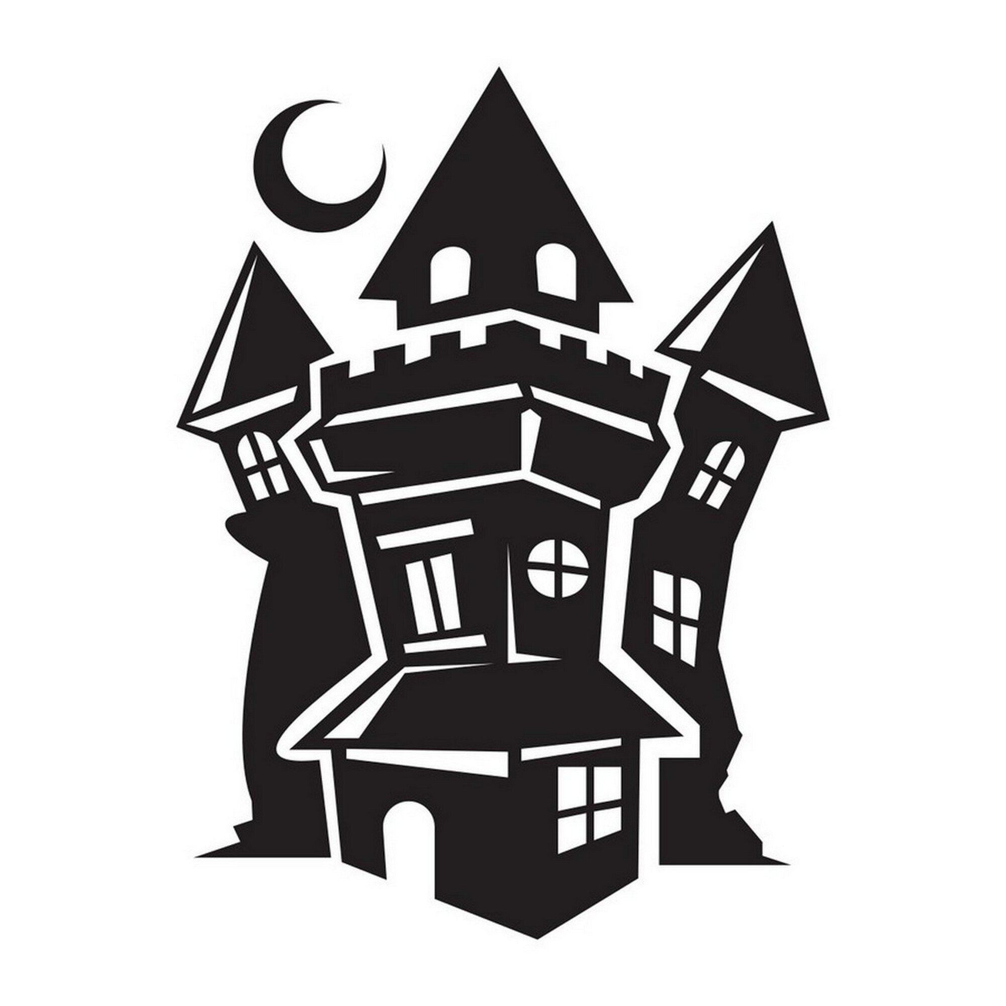 Haunted House Halloween window sticker design shown on a white background